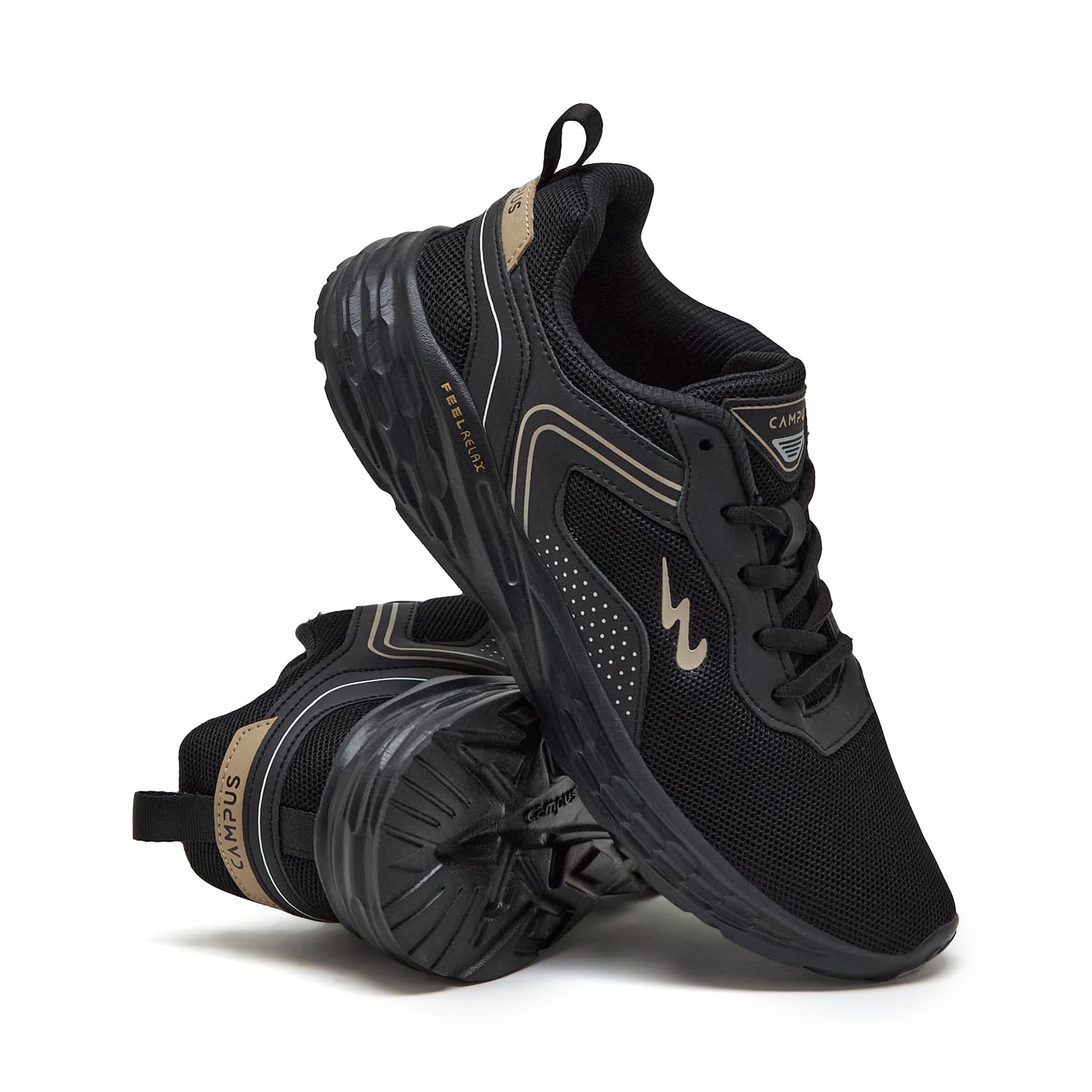 Campus Zapatillas de running Kosmo PRO para hombre, NEGRO/BEIGE, 10 UK