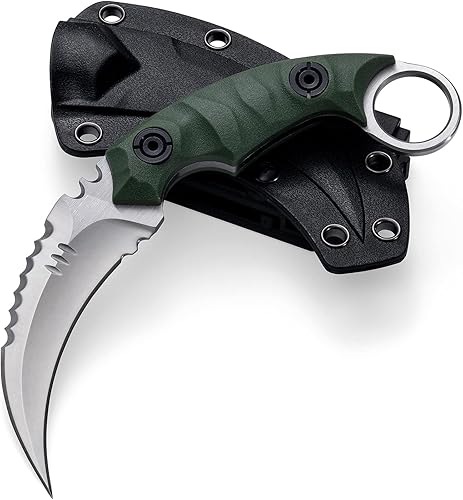 Miniatura 3 de OOULORE Fixed Blade Knife, D2 Steel Blade G10 Handle, Tactical EDC Knife Double edged sharp Claw Knife, Utility Knife for Outdoor Survival Hiking