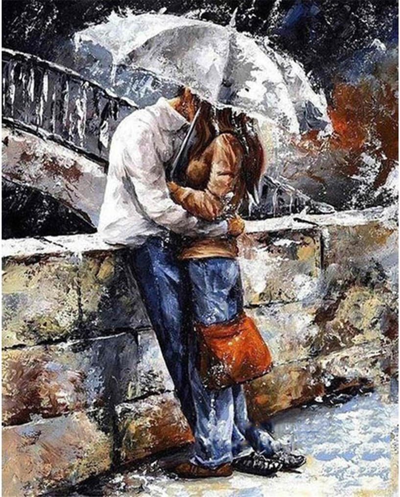 Amazon Com Acchen Diy Painting By Numbers For Adults Kids Paint By Number Kits Drawing With Brushes Paint Suitable For All Skill Levels 40x50cm Couple Love Romantic Umbrella No Framed