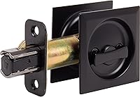 Vista 3 de Stone Harbor Hardware Cerradura de puerta de bolsillo cuadrada contemporánea, función de privacidad, fondo de 2-3/8 pulgadas, negro mate