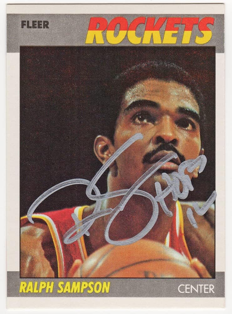 Ralph Sampson Signed Rockets 1987 Fleer Basketball Trading Card #95 w/HOF'12