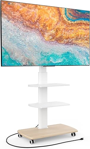 Miniatura 7 de FITUEYES Soporte de TV para televisores de 65 pulgadas soporte de TV de piso alto con base de madera resistente soporte de esquina universal para