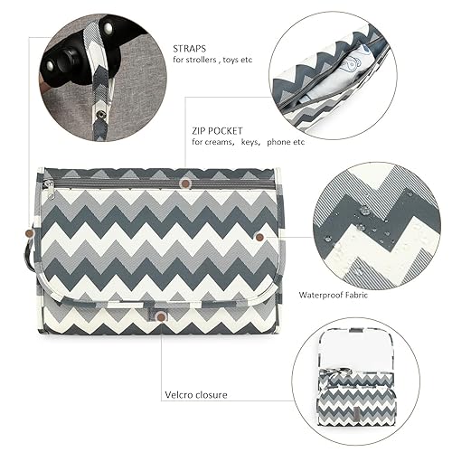 Miniatura 5 de Cambiador de bebé portátil con correa para el hombro impermeable viaje pañal Mat (onda)