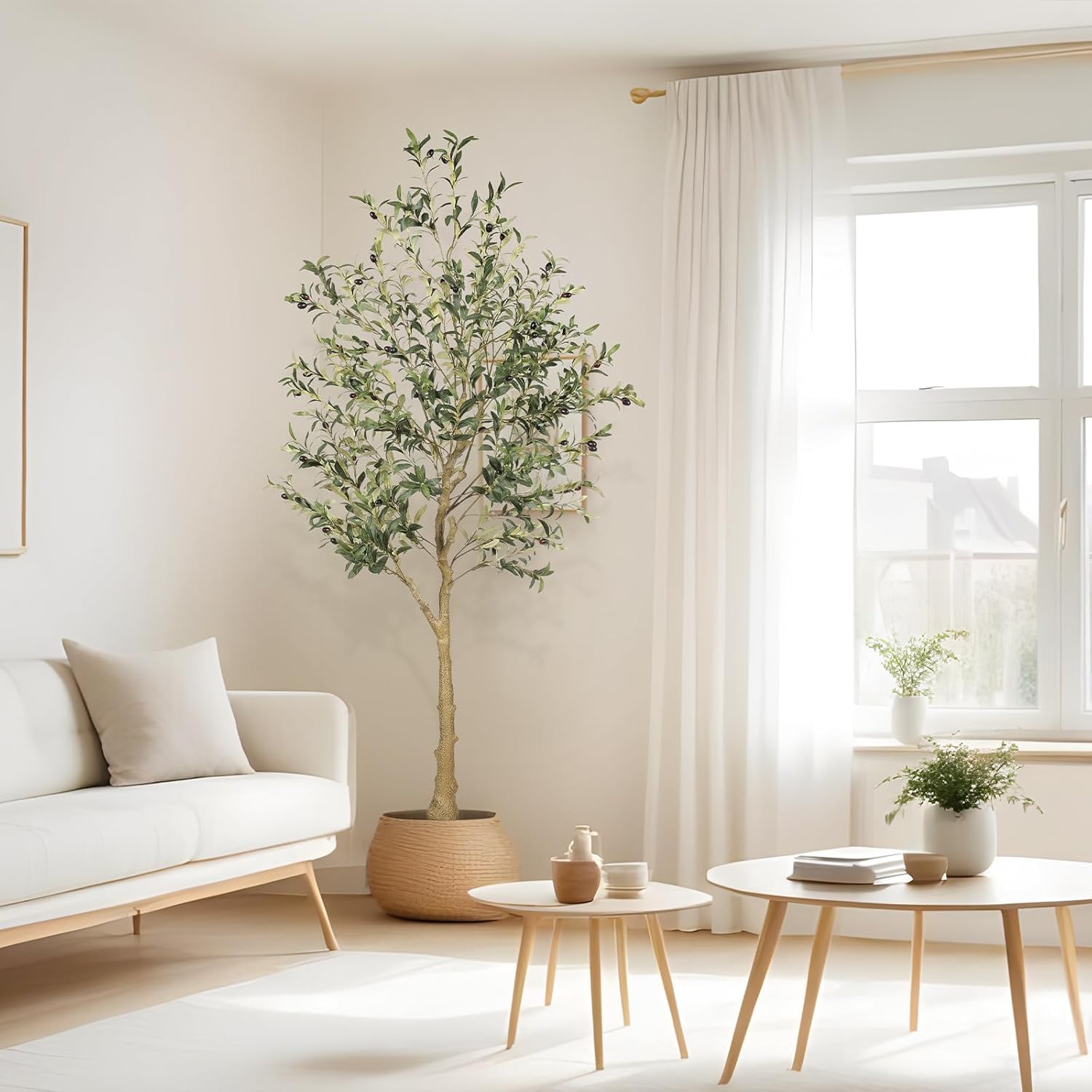 6ft Faux Olive Tree – Tall Artificial Olive Tree with Natural Trunk, Fake Olive Tree Indoor Decor, Olive Plant Artificial Indoor for Home and Office - Image 5