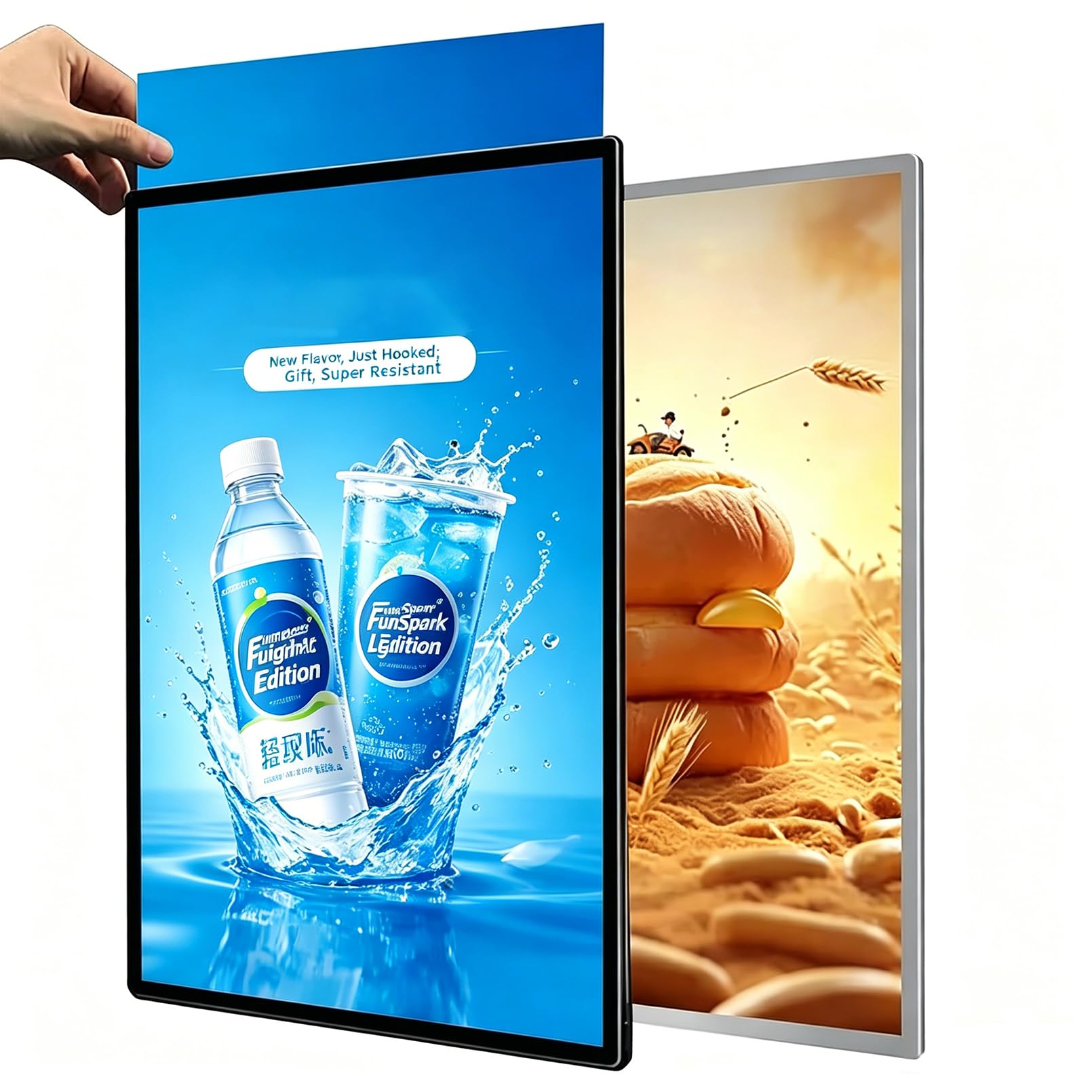 Ultra-Slim LED Light Box for Restaurants & Shops, Wall-Mounted Backlit Advertising Display Frame with Illuminated Poster Holder – Tempered Glass Menu Board Black,50 * 70CM