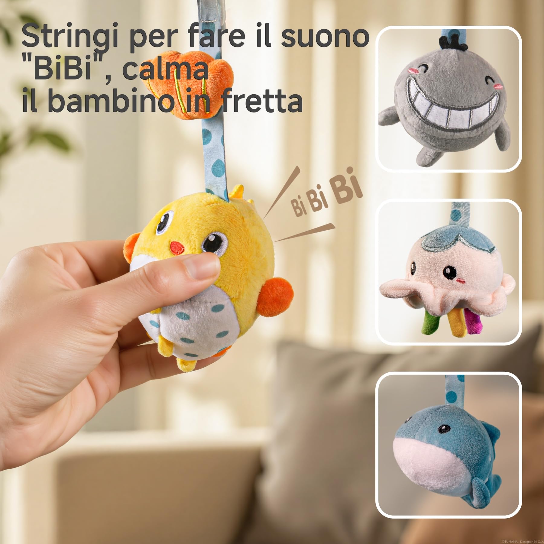 TUMAMA Giochi Passeggino Per Neonato 0 3 4 6 9 12 Mesi, Gioco Montessori Sensoriali Sonaglio Per Neonati Accessori Con Specchio, Peluche Granchio Giocattoli Per Culla Carrozzina Femmina Maschio Regalo
