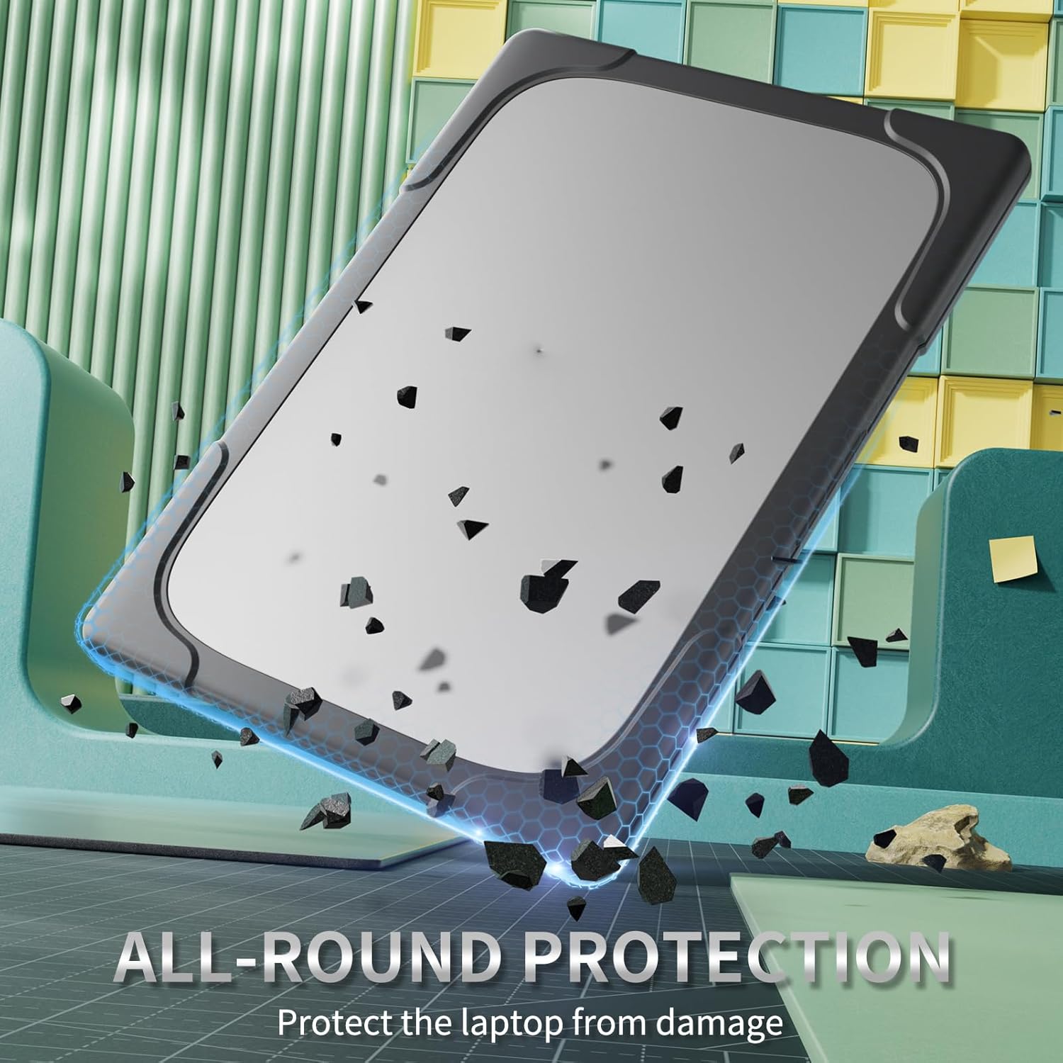 Heavy Duty Case Compatible with Microsoft Surface Laptop 7 13.8" 2024 with Fold Kickstand Shockproof Case Stylish & Rugged Protective Cover Dual Layer Hard Cover with TPU Bumper(Grey)