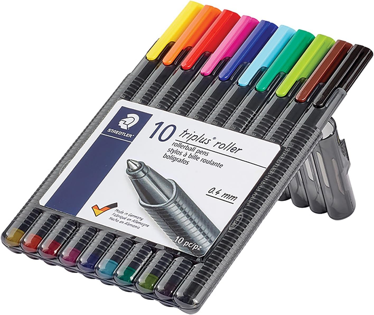 Triplus Roller 403 SB10 Triangular Rollerball Desktop Box - Assorted Colours (Pack of 10)