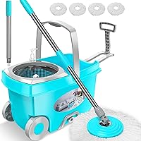 Vista 8 de FunClean Spin Mop and Bucket,Mop and Bucket with Wringer Set for Home,360 Spinning Mopping Floor Cleaning Tool with 4 Microfiber Replacement Head