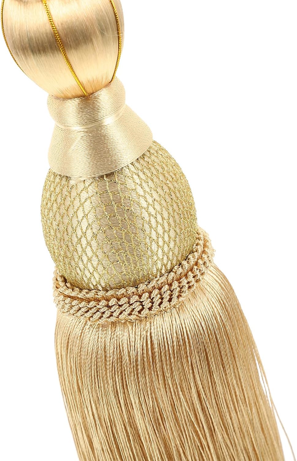 2pcs Elegant Curtain Tiebacks Rope - Decorative Curtain Tie Backs for Drapes - Hand Woven Window Treatment Holdbacks with Tassel (Golden)