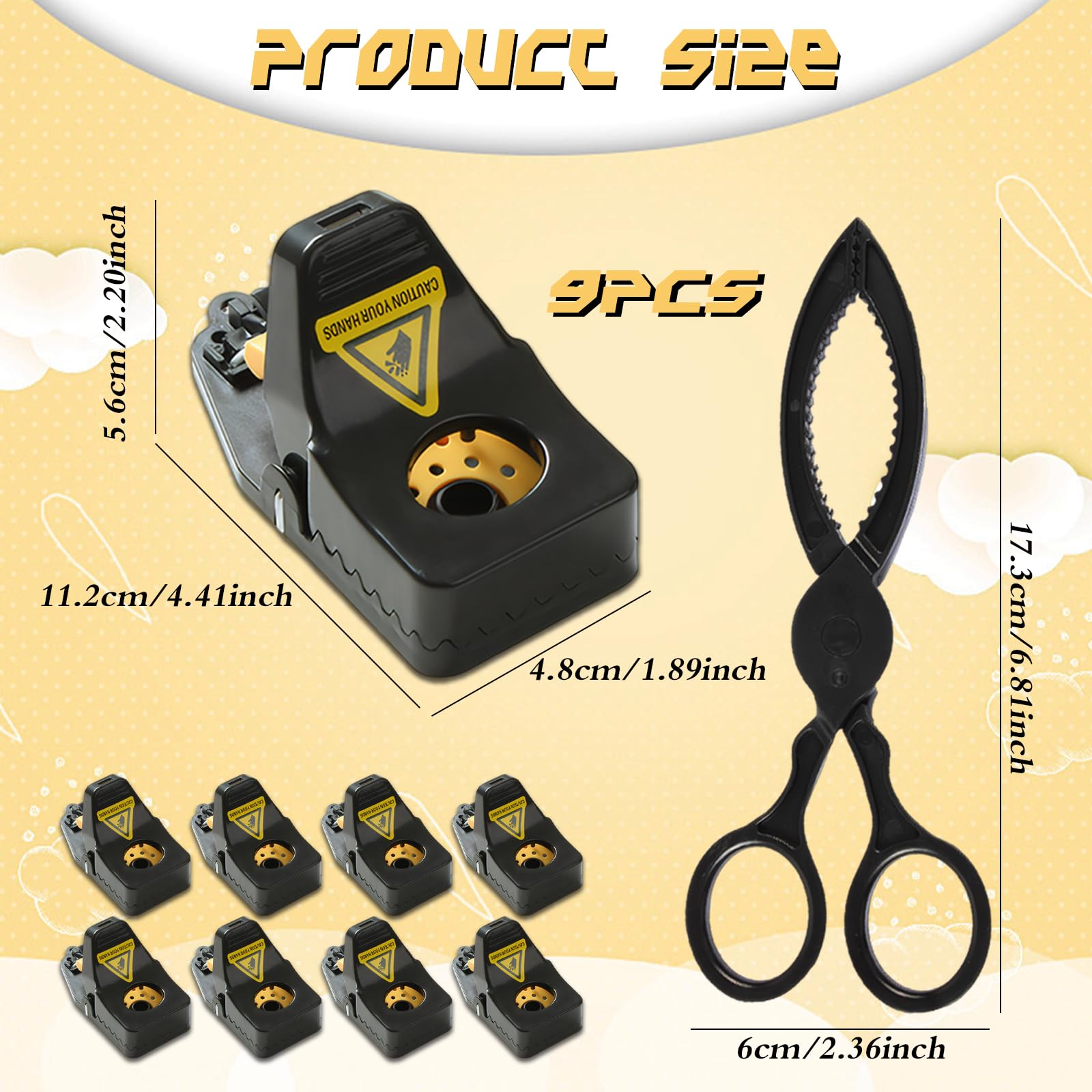 Trappole Professionali per Topi – Kit di 8 Piccole Trappole, Incluso 1 Grampo per Topi – Strumento Efficiente e Riutilizzabile per la Cattura dei