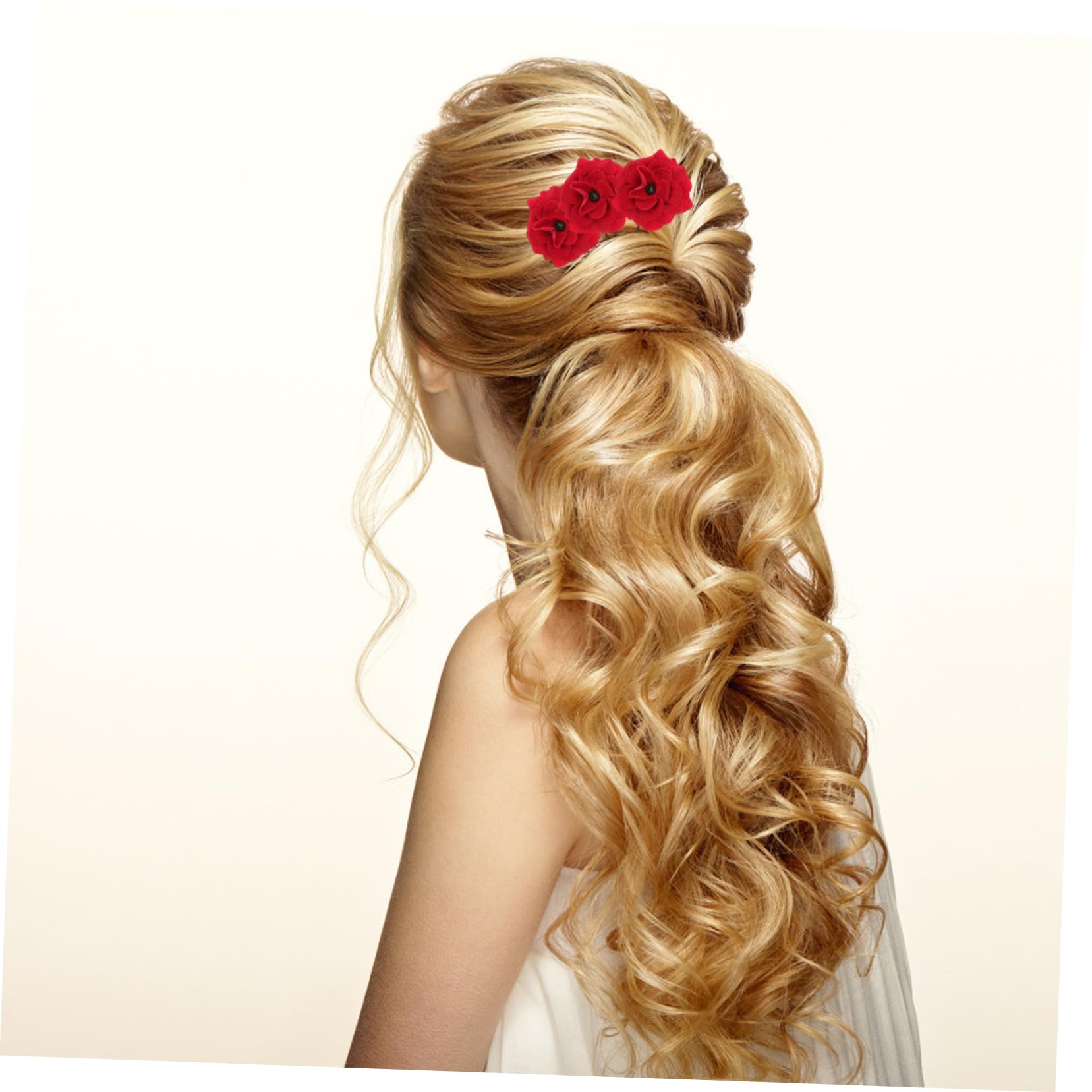 FRCOLOR 10 Sets Braut-haarstäbe Rote Rose Damen-haarnadel Dekorative Haarnadel Haarstäbchen Für Hochzeitsfeiern U-förmige Hochsteckfrisur Haarschmuck 6 Stück * 10