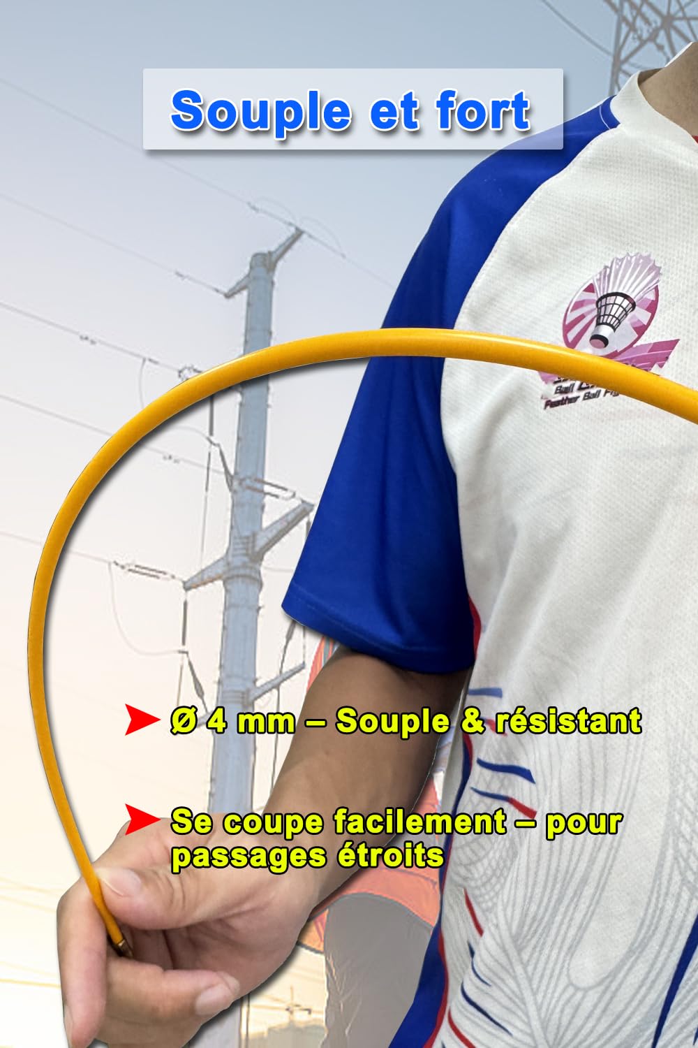 Extracteur de Fil Ruban en Fibre de Verre 30m Φ 4.0mm - Outil de Tirage de Câbles Électriques avec Étui de Rangement - Double Gamme pour Câblage Grenier, Réseau LAN et Tuyaux【30M】