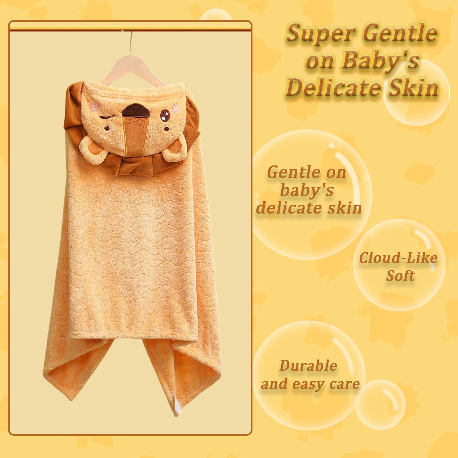 Toalla de baño con capucha para niños pequeños, 27.5 x 55 pulgadas, unisex, ultra absorbente, suave, toalla de baño para niños y niñas, juego de 2 toallas de ducha para niños, regalo esencial