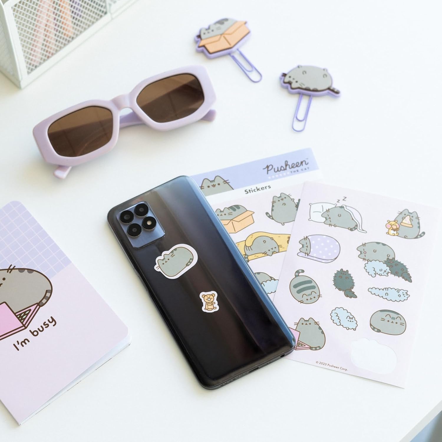 Pusheen Stationery Set | Pusheen Pencil Case With A6 Notebooks, Highlighters, Sticky Notes, Paper Clips, Stickers, Pen, Pencil | Pusheen Merchandise | Pusheen Gifts