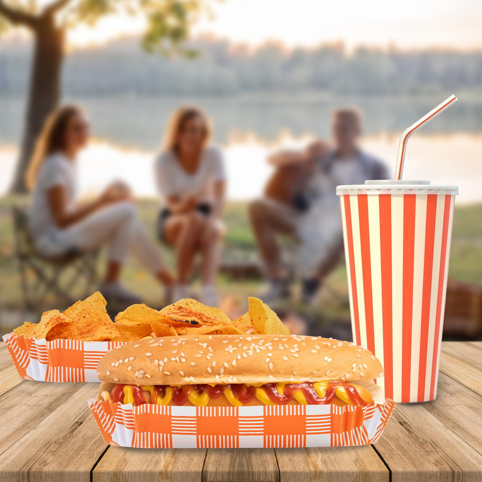 Ocmoiy Hotdog-Tabletts aus Papier, Einweg-Tabletts für Partys und Grillen, Hotdog-Halter, Hotdog-Boote, 15,2 cm, kleine geriffelte Papier-Tabletts, 300 Stück