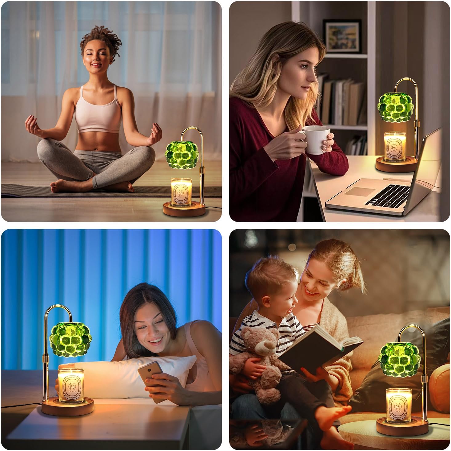 Candle Warmer Lamp with Timer Adjustable - Height Candle Warmer, Dimmer, Vintage Glass Wax Melting Lamps for Home Decor, for Candles in Jars with 2 Bulbs