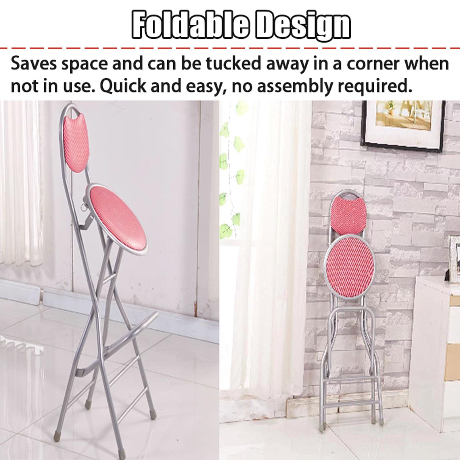 Tabouret Pliant, Aucun Assemblage requis, Gain de Place, Compact, Rond(Blue)