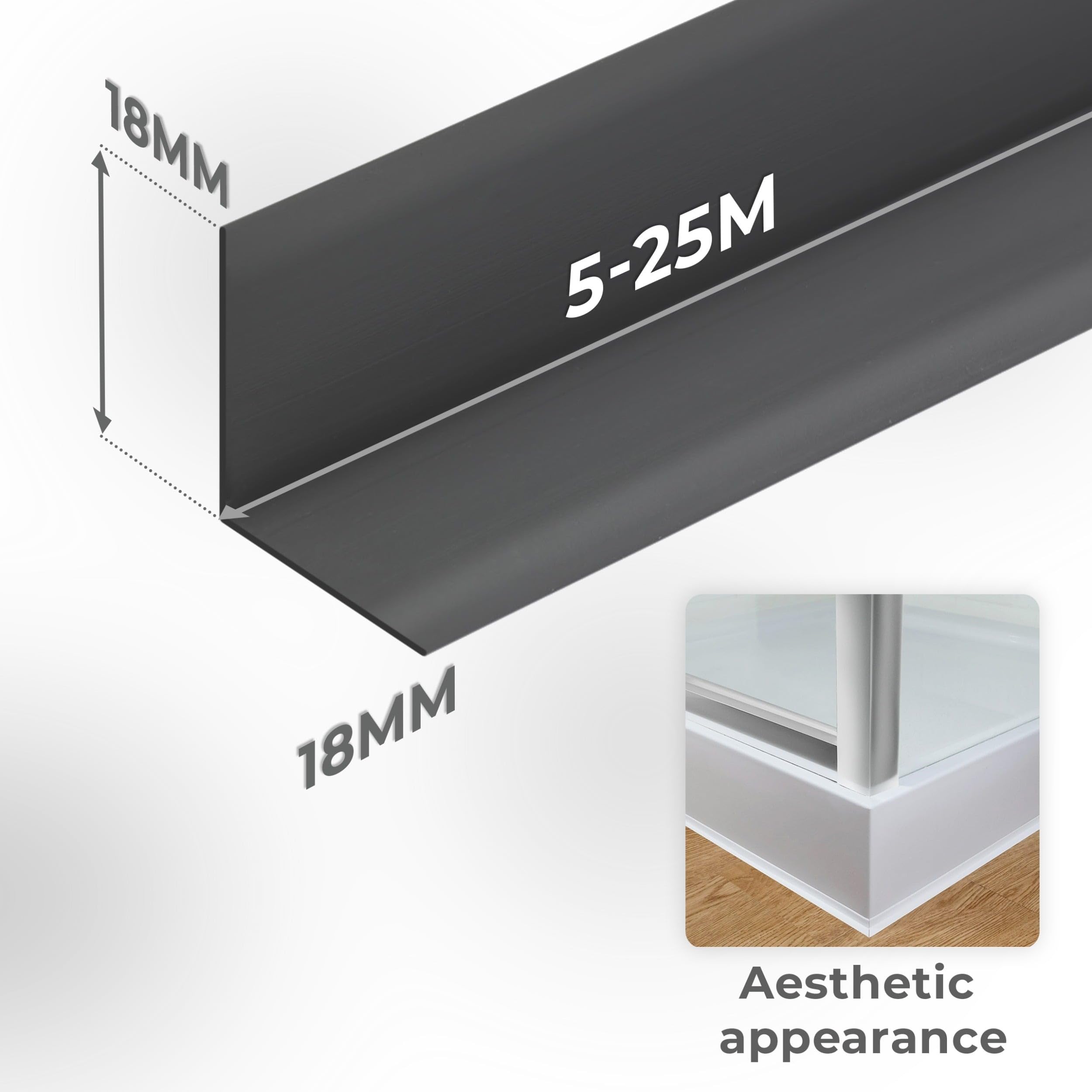 Quest Plinthe Souple Autoadhésive 15 x 15 mm Étanche - Blanc, 25 m