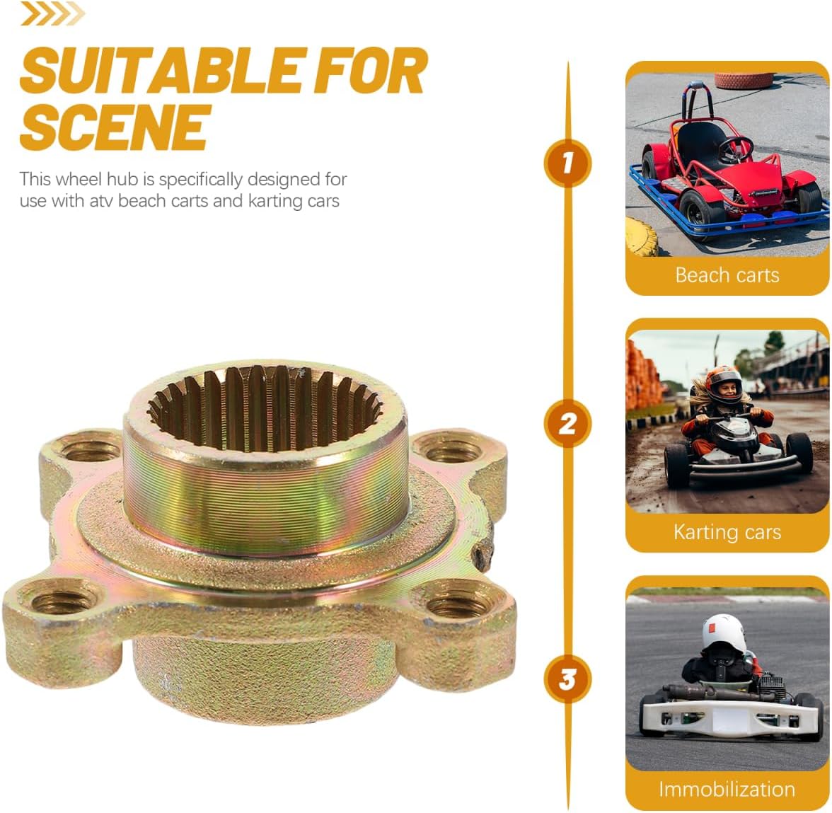 CHILDWEET Rear Axle Sprocket Brake Disc Fixed Seat for Go Kart and Atv Wheel Hub for Improved Stability Essential Atv Part for Smooth Performance Reliable Rear Wheel Rim Hub