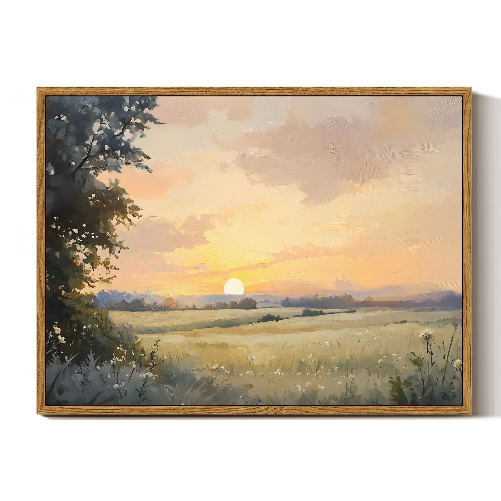 InSimSea Framed Canvas Wall Art, Meadow with Flowers Painting, Landscape for Living Room, Bedroom, Home, Bathroom Decor, 8x10 — view 145