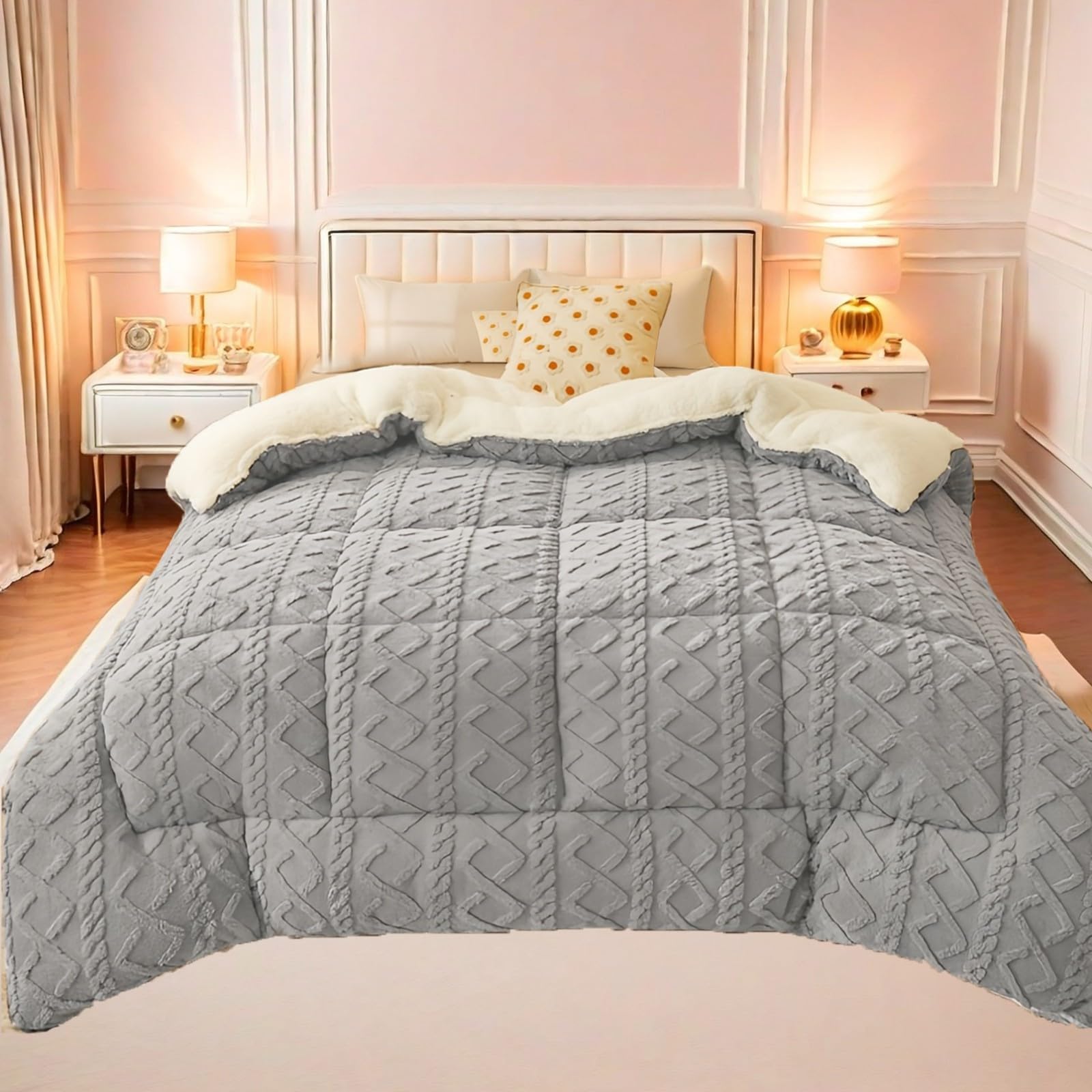XHCTNN Colchas con Borreguillo Edredon Borreguito Cama 135 180 200 220 240 cm Invierno Colcha Cordero Cachemira(C,200 * 230cm/5.0kg)