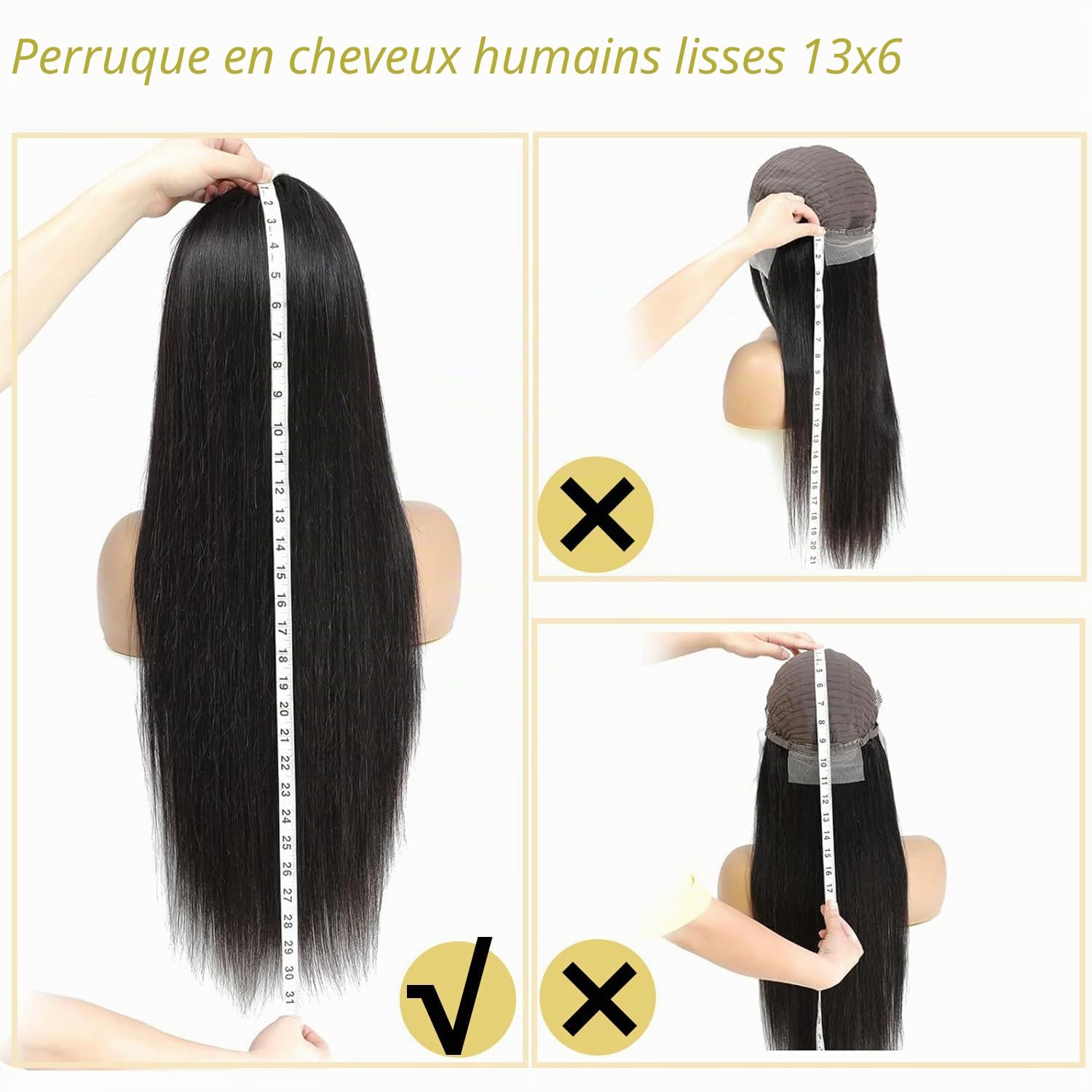 Perruque Femme Naturelle 13x6 HD Lace Front Wigs Human Hair 22 Pouces,180% Density Straight Perruque Cheveux Humain Pre Plucked With Baby Hair Lace Wig Human Hair Natural Color for Black Women