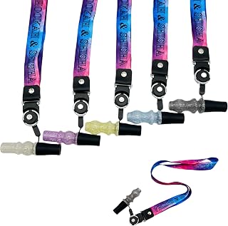 Resin Hookah Mouthpiece Glow in The Dark Shisha Silicone Tips with Detachable Lanyard Universal Fit& Easy to Clean for Hookah Accessories 5 Colors