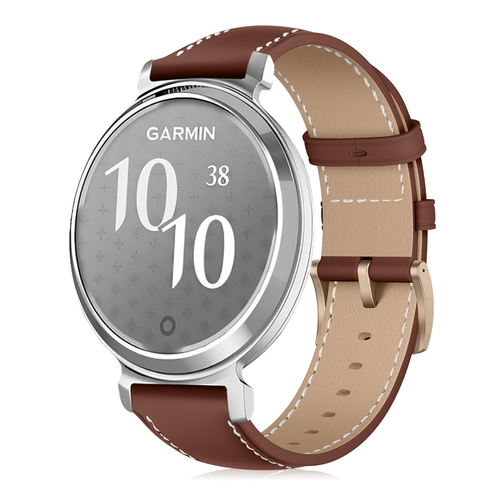 [VanHooc] 14mm 時計バンド for Garmin Lily 2 Active/Garmin Lily 2 レザー 交換ベルト Quick Release ビジネス風 ソフト 柔軟性 交換バンド ガーミン Lily 2 Sport/Classic 対応 - ブラウン