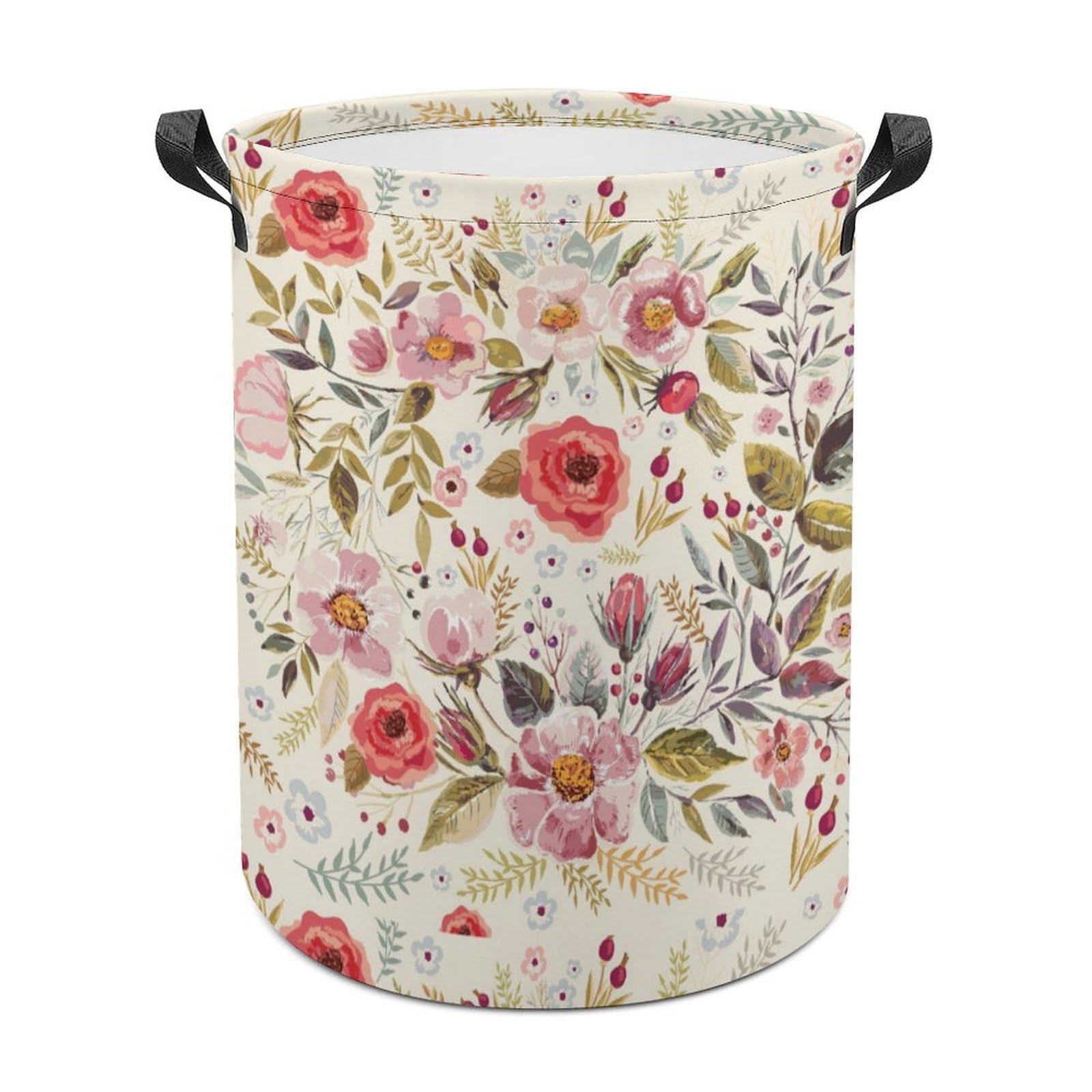 MHYRAC Laundry Hamper, Watercolor Poppies Flowers Laundry Basket, Washing Basket with Handle