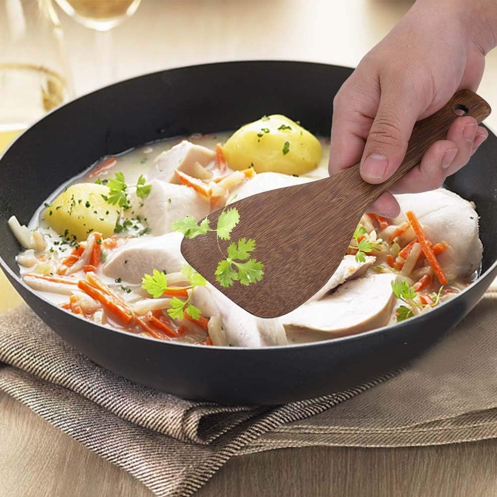 Flat Wooden Spatula for Cooking, Wide Wood Spatula, Portable Wood Turner, Fried Rice Turner Utensils, Kitchen Cooking Tool for Steak Frying and Flipping, 8.66 x 2.95in - Image 5