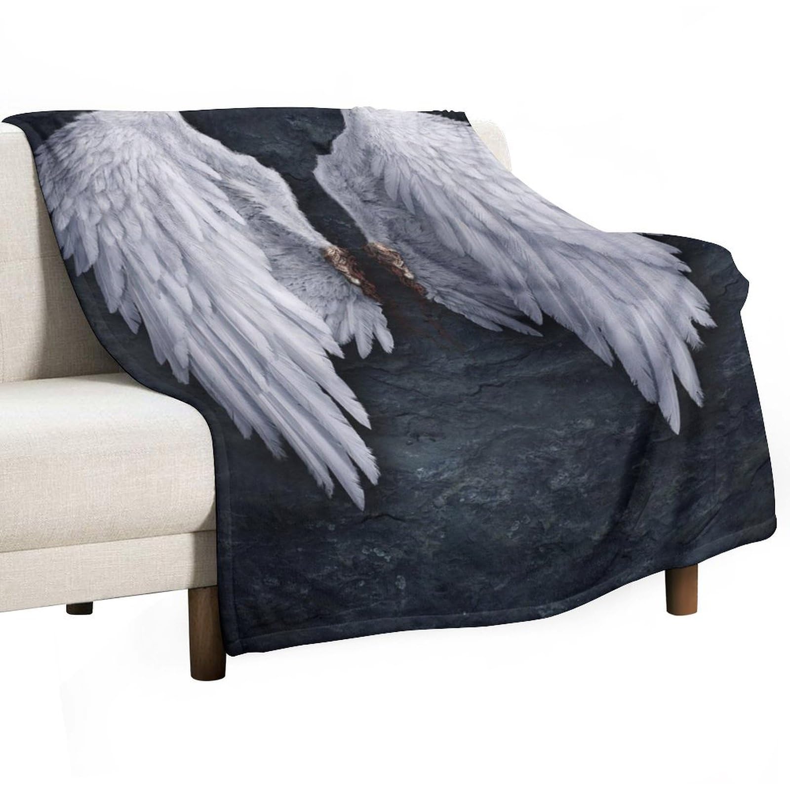 Couverture en flanelle ailes d'ange pour canapé et bureau