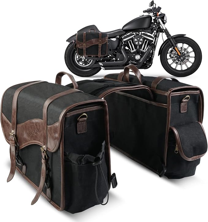 NICECNC Motorcycle Saddle Bags Vintage Oil Waxed Canvas Saddlebags nicecnc-motorcycle-saddle-bags-vintage-oil-waxed-canvas-saddlebags