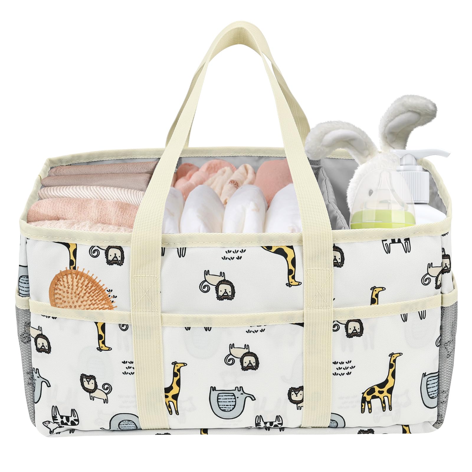 Menibbler Style2 Diaper Caddy Organizer Portable Baby Nappy Caddy Organizer With Handle Nappy Storage With Removable Dividers Baby Diaper Basket For Newborn Essentials(Style2)