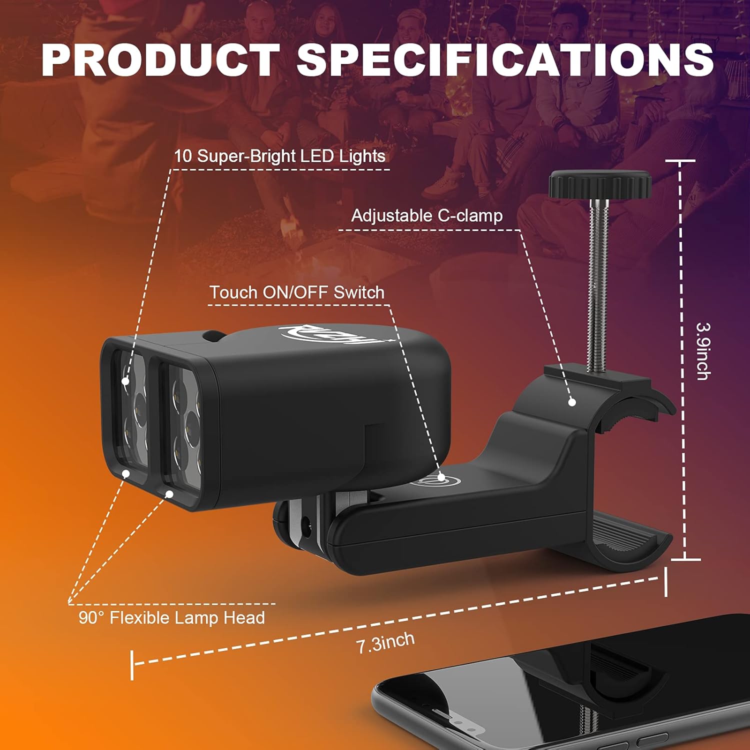 RVZHI Grill Light for BBQ, 180° Durable Flexible Barbecue Light for Night Outdoor, 10 Super Bright LED Lamps Grill Lighting Accessories for Grill Handle, Included 3 Battery - 2021 Upgrade Version : Patio, Lawn & Garden