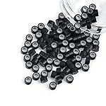 Vlasy 100Pcs 5mm Silicone Lined Micro Ring Beads for Hair Extensions 5Colors Apply (100Pcs Black)
