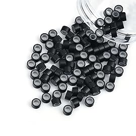 Vlasy 100Pcs 5mm Silicone Lined Micro Ring Beads for Hair Extensions 5Colors Apply (100Pcs Black)