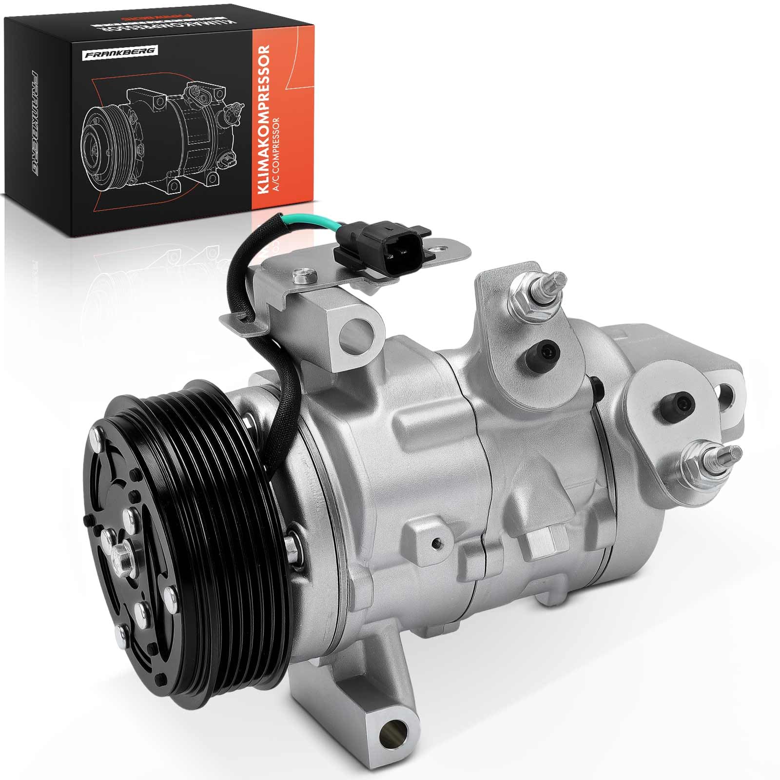 Frankberg Compresseur Climatisation avec attelage Compatible avec Fiesta VII HF HJ Tourneo Courier B460 MPV Ecosport KA+ FK UK Transit Courier B460 Camionnette/MPV H1BH19D629CA, y compris huile prép