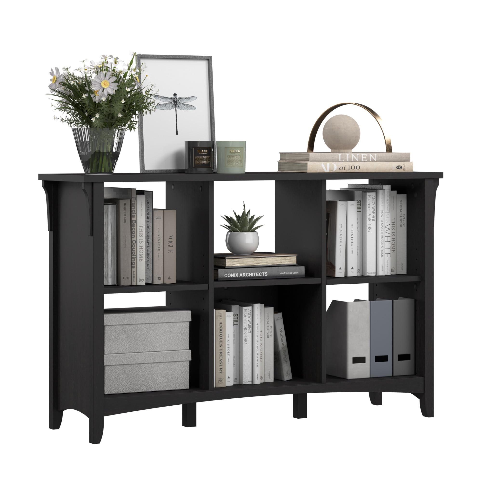 Salinas 6 Cube Organizer in Vintage Black, Office Storage Solution, Home Organizer with Open Shelving, Compact Unit for Books and Supplies