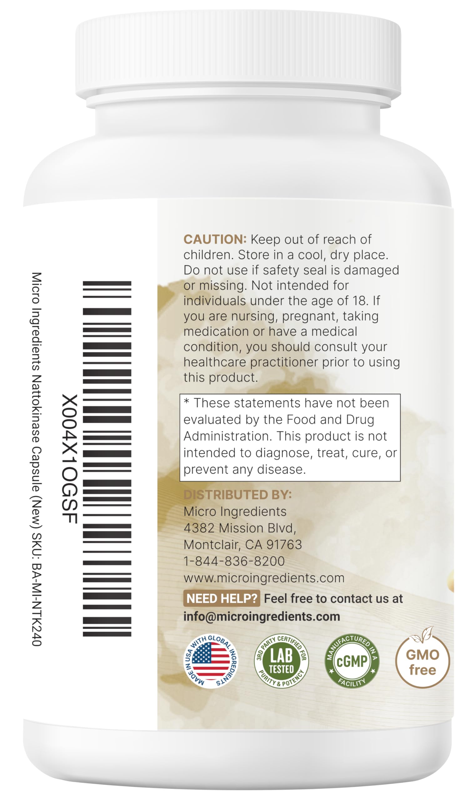 Micro Ingredients Nattokinase 10,000 FU Per Serving, 240 Veggie Capsules — Amazon image 10