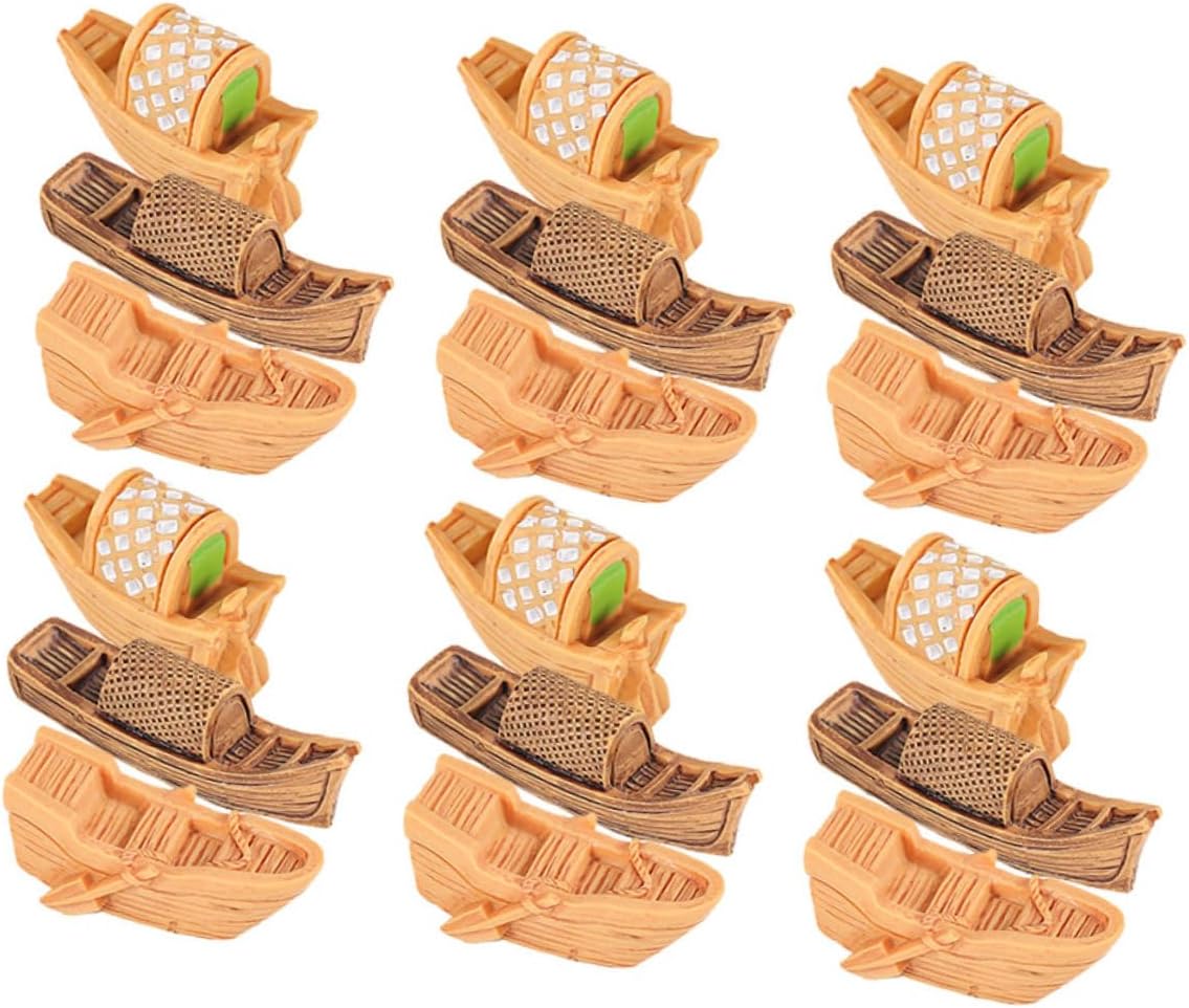 Hemoton 18pcs Miniature Rowboats Resin Boat Ornaments for Home Office Micro Landscape Decor