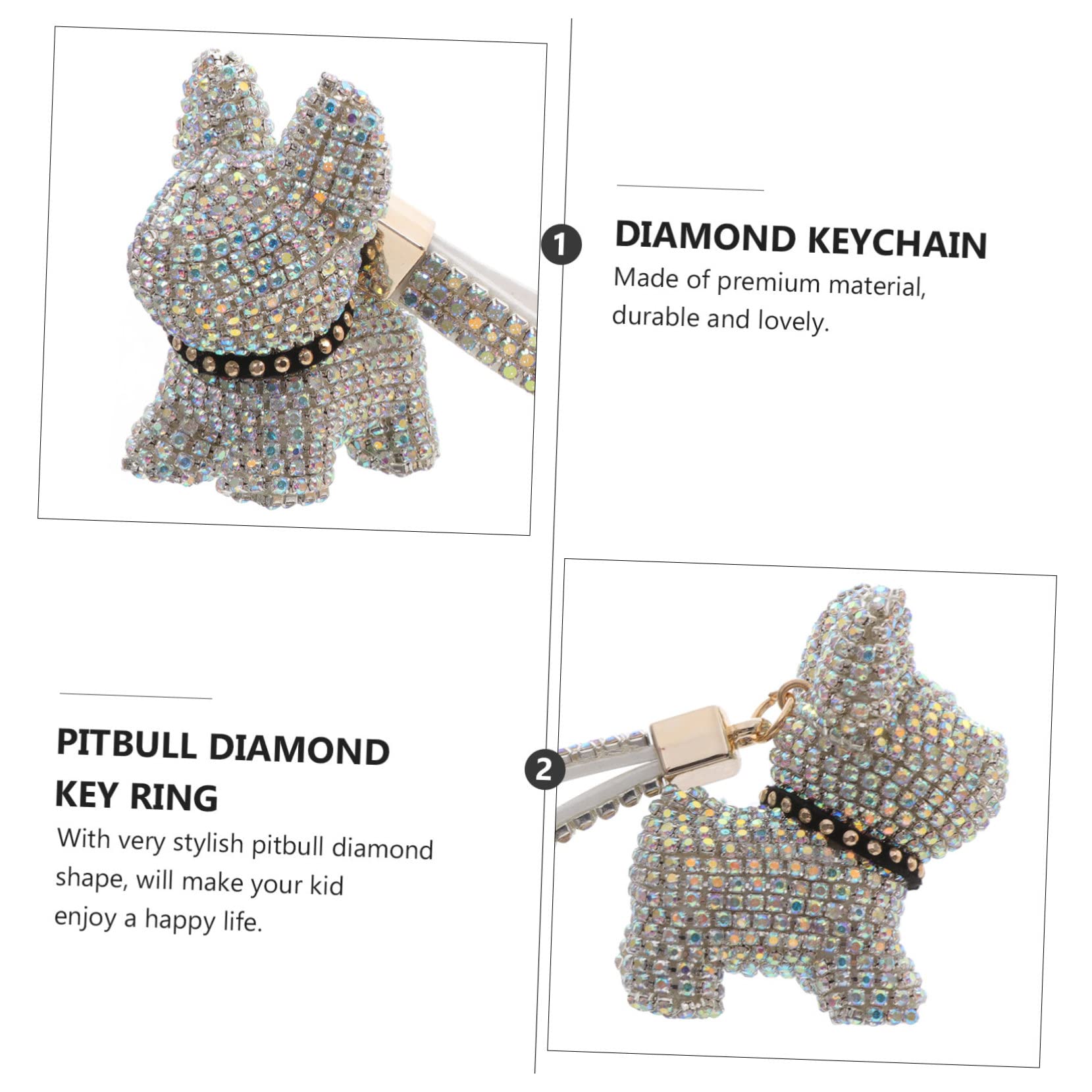 VALICLUD portachiavi bulldog francese portachiavi natalizio anello dello zaino portachiavi cane Buon ornamento chiave arredamento accessorio borsa portachiavi di diamanti plastica