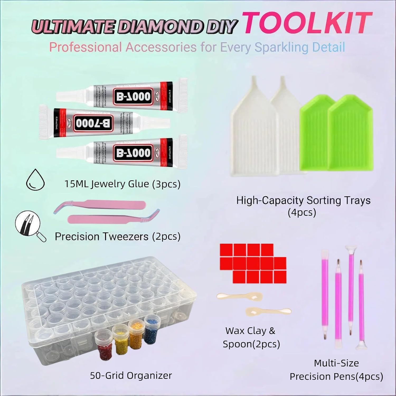Snoysky Bedazzling Kit 55000 Pcs 52 Colors, 3mm Flatback Rhinestones, Half Pearls for Crafting, Resin Jelly Rhinestones Kit with Jewelry Glue & Multiple Tools for DIY Arts & Crafts Gifts