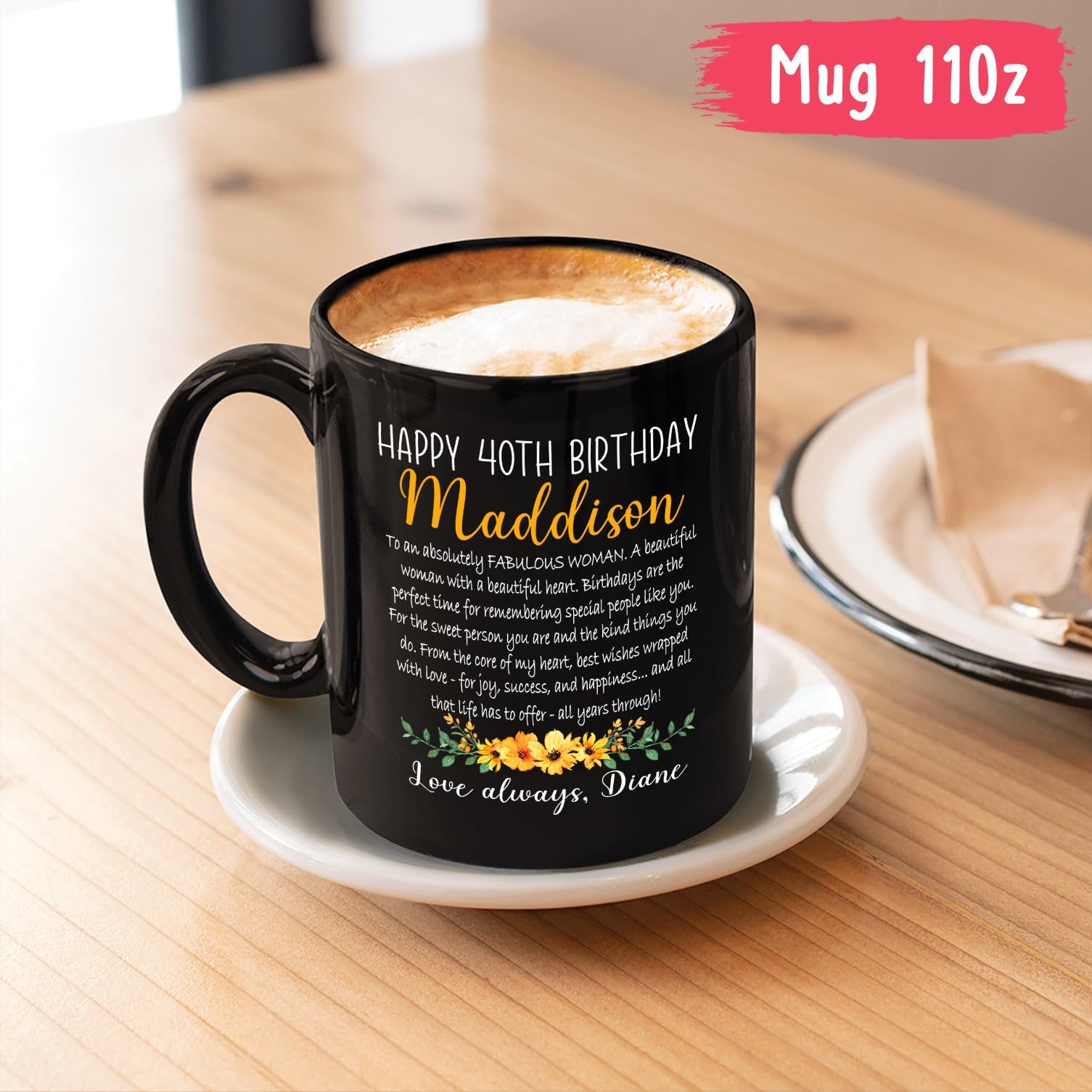 Amazon.com: Personalized Happy Birthday Mugs With Names, Happy 40th Birthday  Cups, Custom Age Birthday Coffee Mug Gift For Women Girls, Birthday Ceramic  Mug Present, Mug For Birthday, Black Teacup 11oz 15oz :