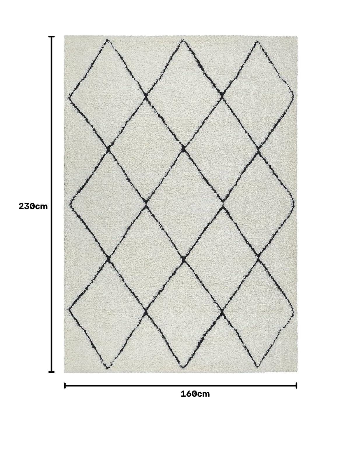 the carpet Velvet eleganter Designer Teppich Wohnzimmer, weicher & pflegeleichter Hochflor Wohnzimmerteppich in Creme-Schwarz 160 x 230 cm
