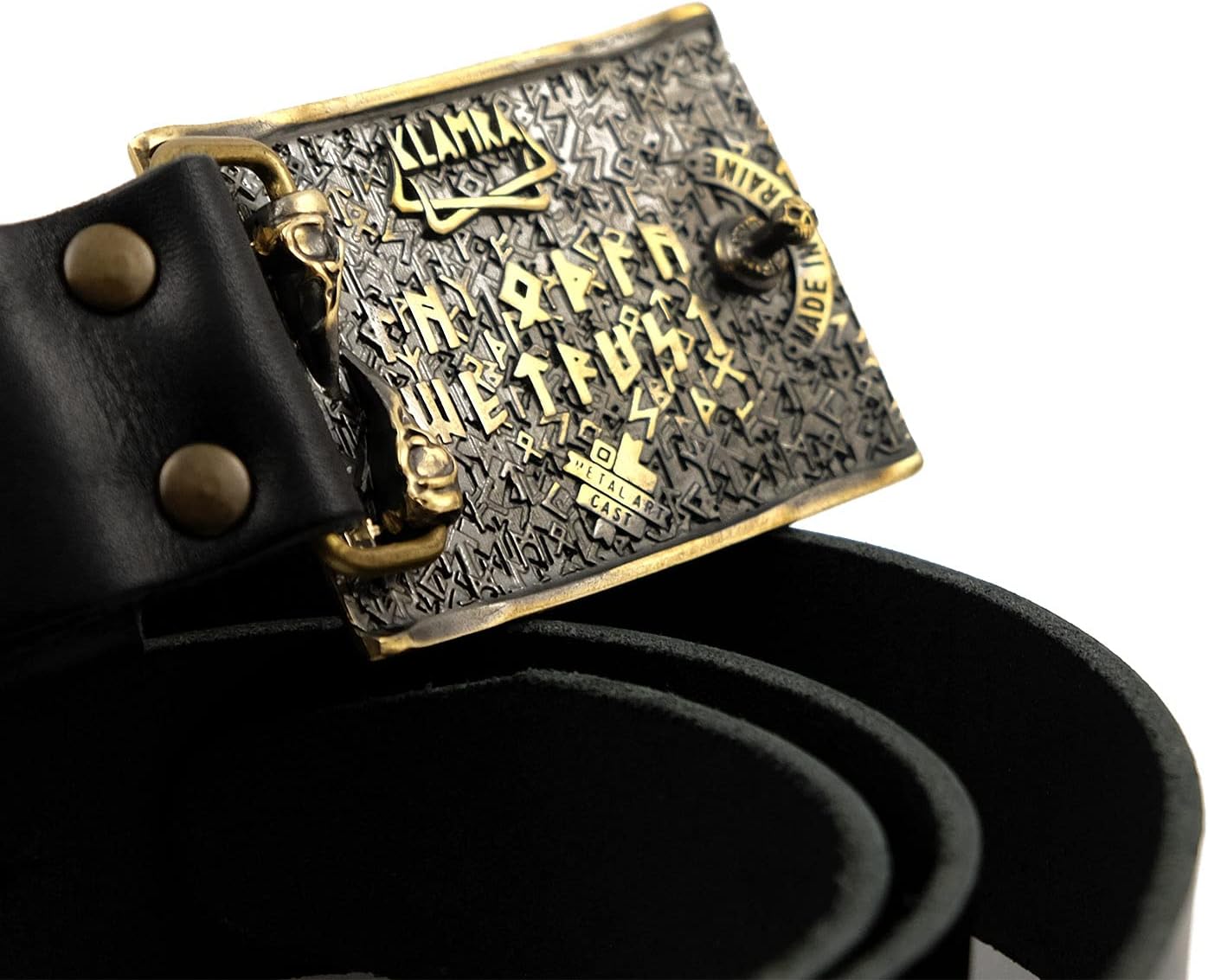 Leather belt with Valknut belt buckle, Knot of the dead Old Norse Scandinavian Viking Pagan solid brass buckle on 1.5" or 1.8" leather belt