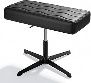 VECELO Under Desk Footrest, PU Ergonomic Foot Rest with Comfort Padding, Height Adjustable for Relieving Leg Pain, Stiffness, Black