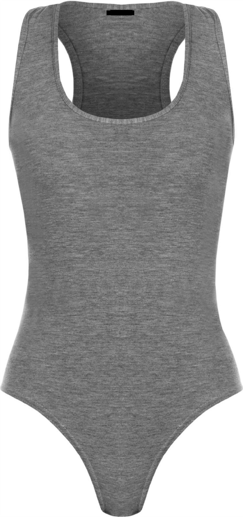 Gostyles Women's Charcoal Gostyles® Racer Back Muscle Bodysuit, Soft & Comfortable Everyday Wear Sleeveless Stretchy Leotard Vest Top (, 8-10)