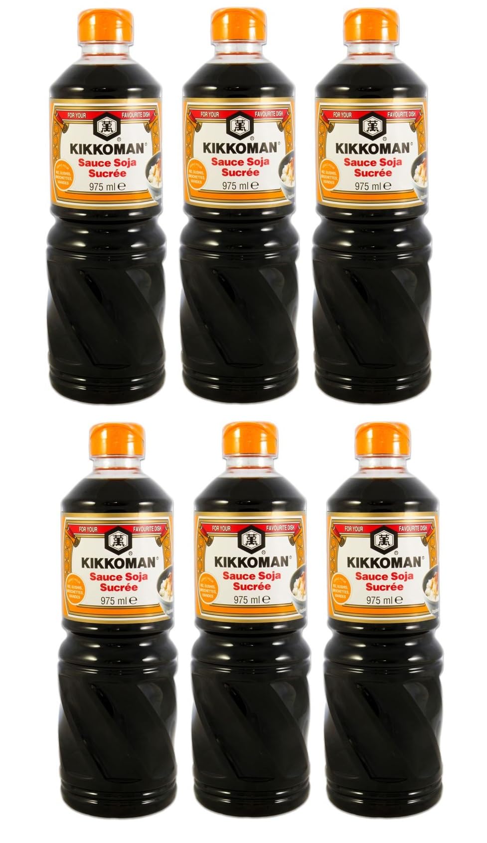 6er Pack - Kikkoman Sojasauce Süß (6x 975ml) | für Reis, Sushi, Yakitori und Fleisch | Würzsauce
