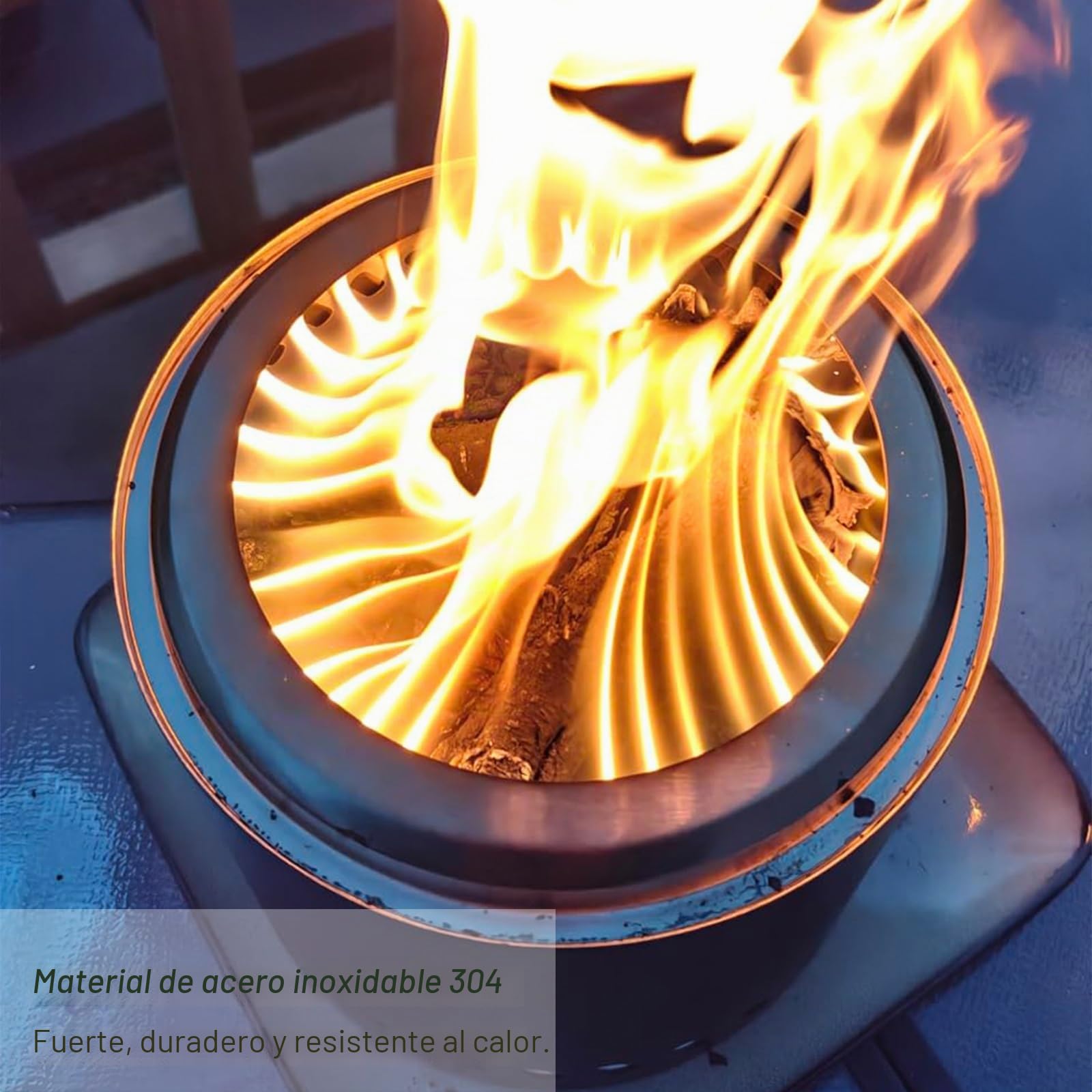 Estufa de Leña Portátil, Estufa Pellets Pequeña de Acero Inoxidable 304, Ideal para Camping, Senderismo, Supervivencia y Actividades al Aire Libre(Blue)